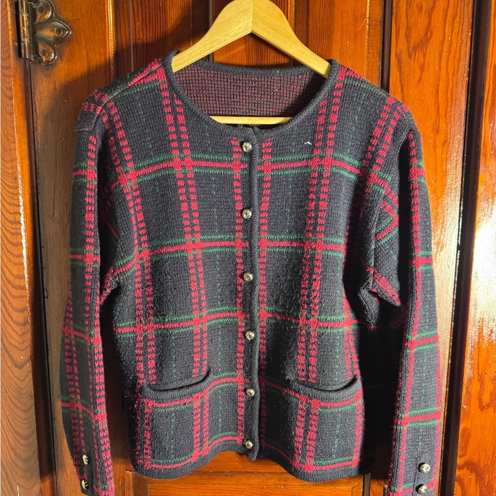 Plaid Button-Up Women's Sweater
